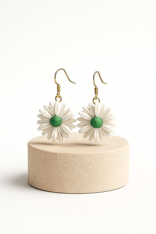 Blossom Charm: Handcrafted Daisy Drop Earrings
