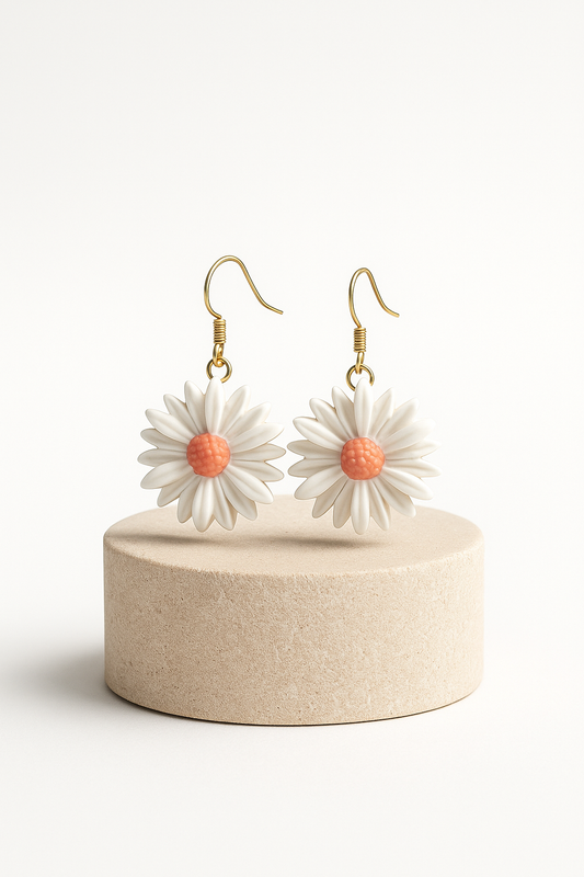 Blossom Charm: Handcrafted Daisy Drop Earrings