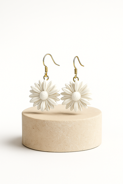 Blossom Charm: Handcrafted Daisy Drop Earrings